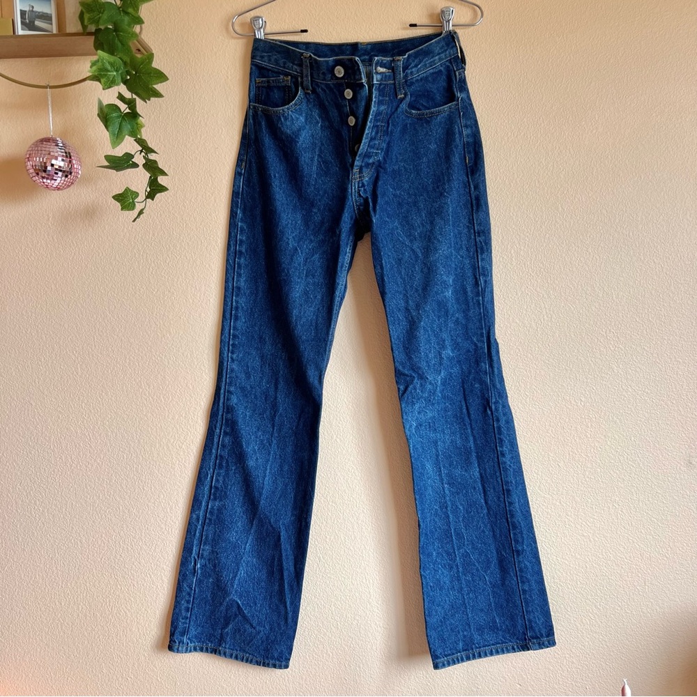 NWOT John Galt Brandy Melville Dark Wash Boyfriend Wide Leg Flare Jeans Size 24